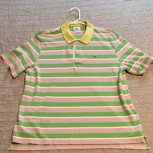 Lacoste Polo with Light Purple and Green Stripes